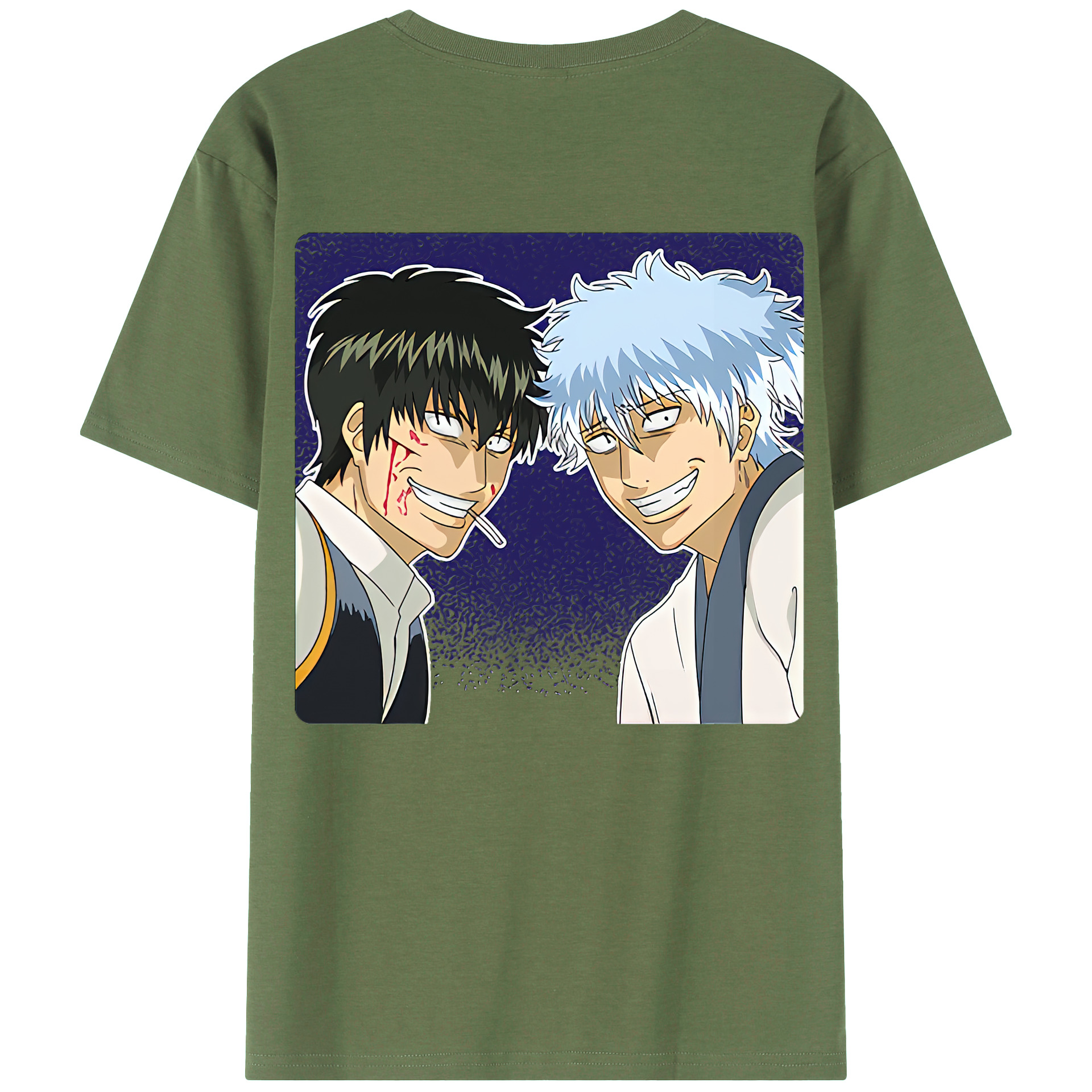 （画像用） ぎんたま 坂田銀時（さかたぎんとき） 神楽 志村新八（しむら しんぱち） GINTAMA Sakata Gintoki Kagura Shimura Shinpachi 綿100％ メンズ半袖Tシャツ（バックプリント） 通気性